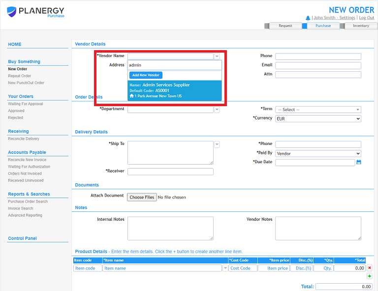 how-do-i-free-text-enter-the-name-of-a-vendor-for-a-new-purchase-order