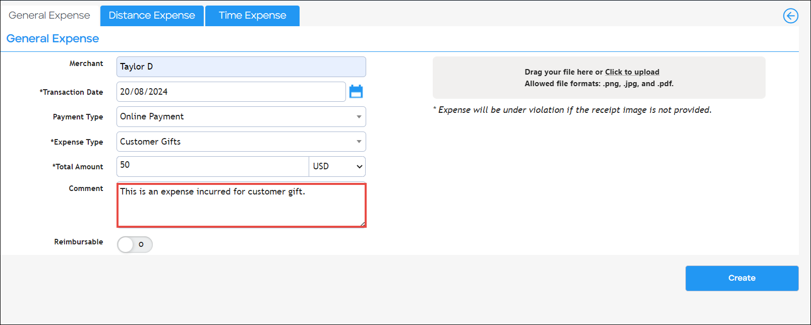 Expense Module: File Expense | PLANERGY Customer Success
